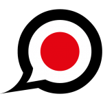 Sprechblase mit rotem Kreis in der Mitte - Japan Flagge
