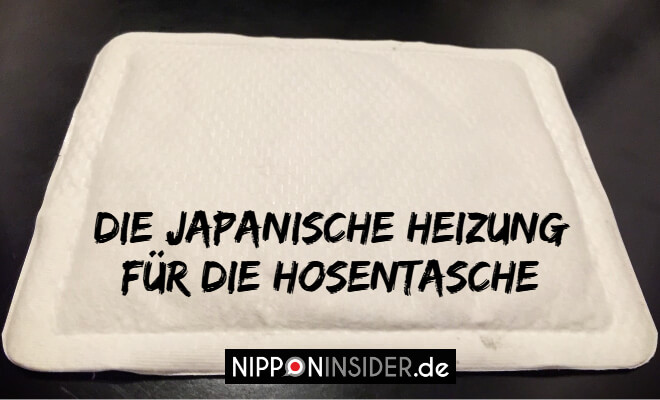 Text: Die japanische Heizung für die Hosentasche. Bild: weißes Papierpackchen | Nipponinsider Japan Blog
