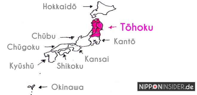 handgezeichnete Japan-Karte mit Tohokuin Pink | Nipponinsider Japanblog