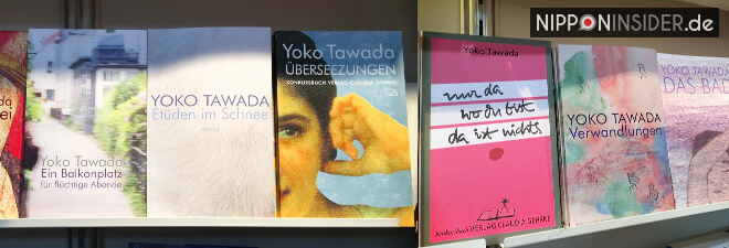 Tawada Yoko mehrere Buchtitel im Regal auf der Leipziger Buchmesse 2018 | Nipponinsider